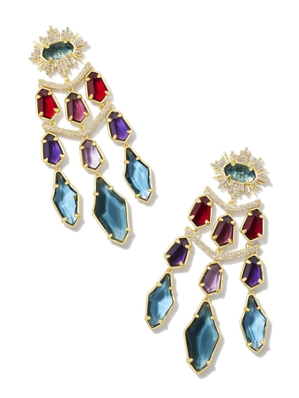 NWT Kendra Scott Alexandria Tiered Statement Earrings in Gold ✨
